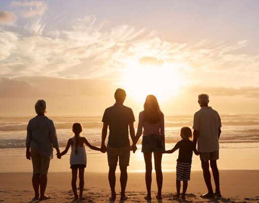 Why do we want family? A family with a kids standing at beach